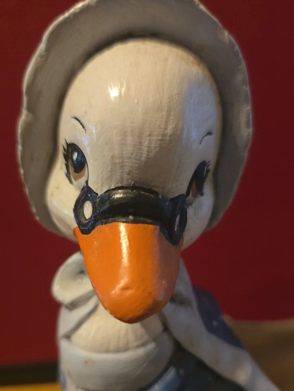 Cottage Core Vintage-Style White and Blue Duck Planter Vase 1984